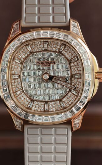 nautilus 5062r lab-diamon + solid gold cnc case +ace movement